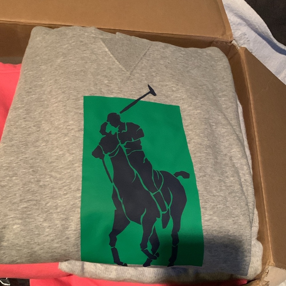 POLO RALPH LAUREN BIG PONY HOODIE PULLOVER 1967 CURSIVE GREY COLOR - Picture 7 of 8